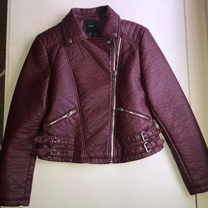 RED LEATHER JACKET FOREVER21
